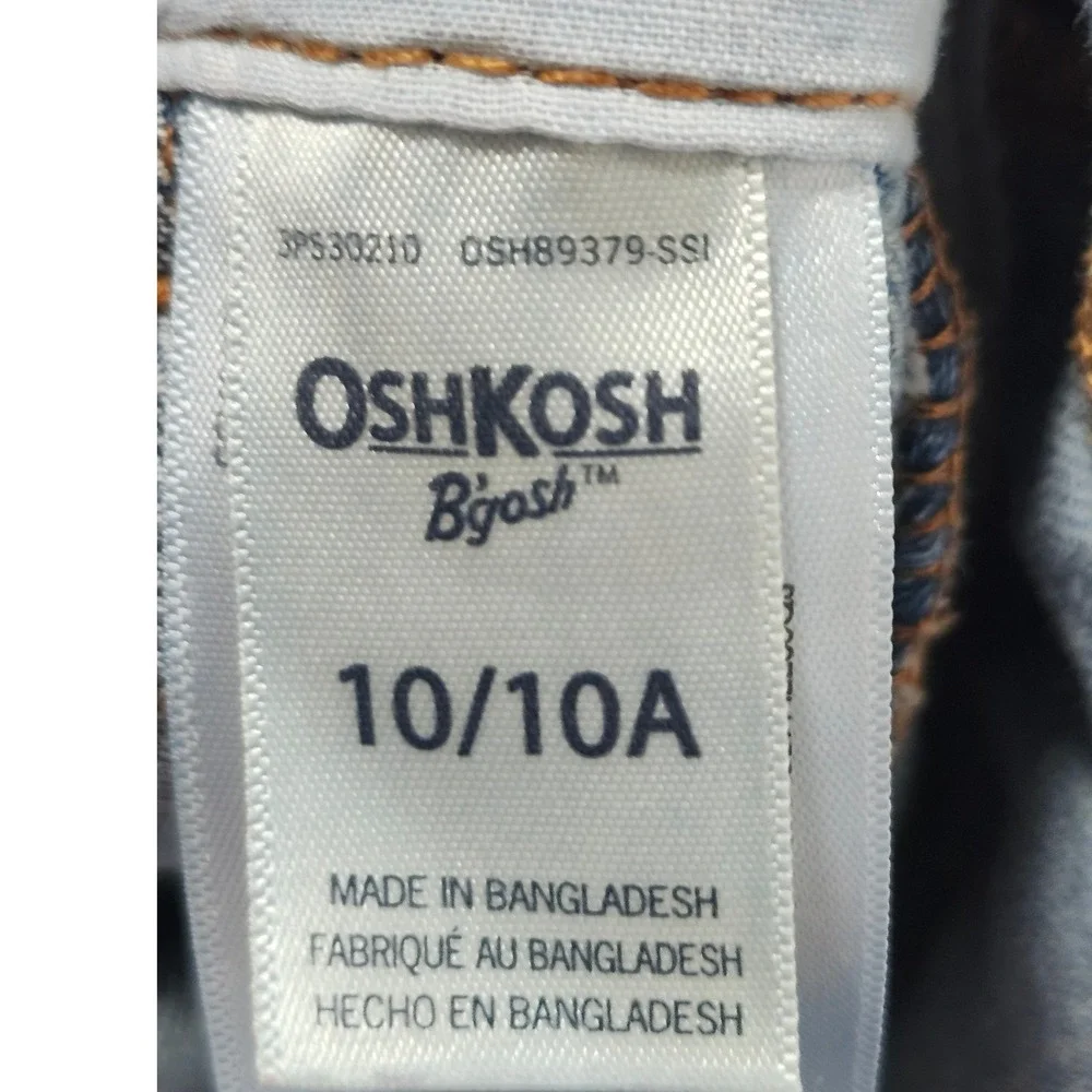 OshKosh B'gosh Girls Blue Denim Daisy Embroidered Overall Jumper Dress Size 10